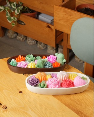 DEKORATİF HANDMADE RAINBOW GARDEN MUMLUK  