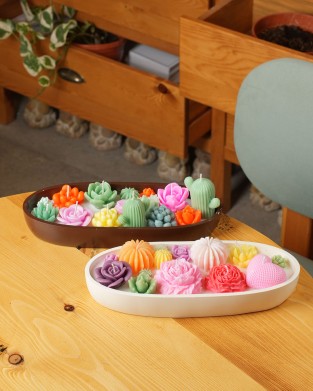 DEKORATİF HANDMADE RAINBOW GARDEN MUMLUK  