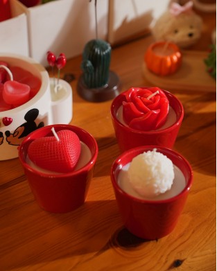 DEKORATİF HANDMADE SEVGİ PARILTISI MUMLUK  