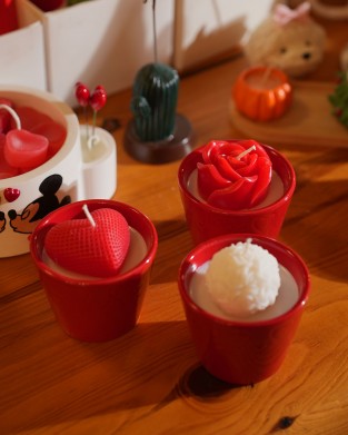 DEKORATİF HANDMADE SEVGİ PARILTISI MUMLUK  